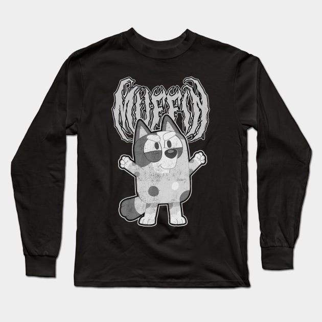 Metal Muffin Pose Grey Long Sleeve T-Shirt by gaskengambare